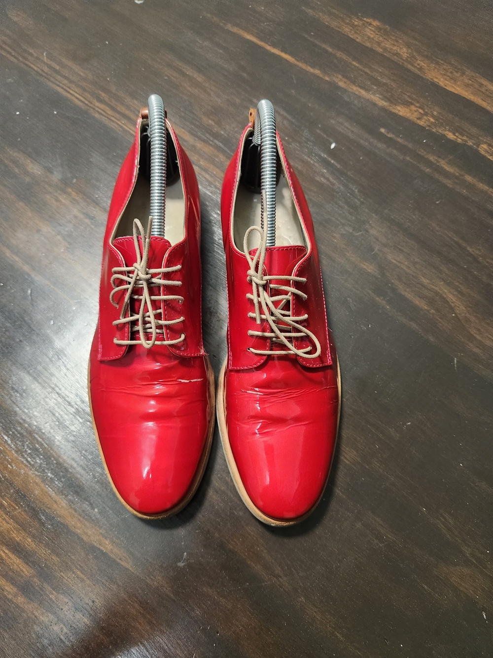 AGL Attilio Giusti Leombruni Red Patent Leather Oxfords Shoes Women's Size 8.5 - Picture 2 of 16